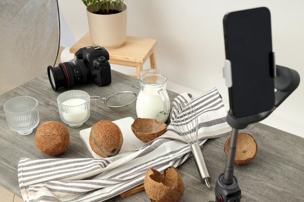 The concept of the location of the photo shoot in the photo studio
